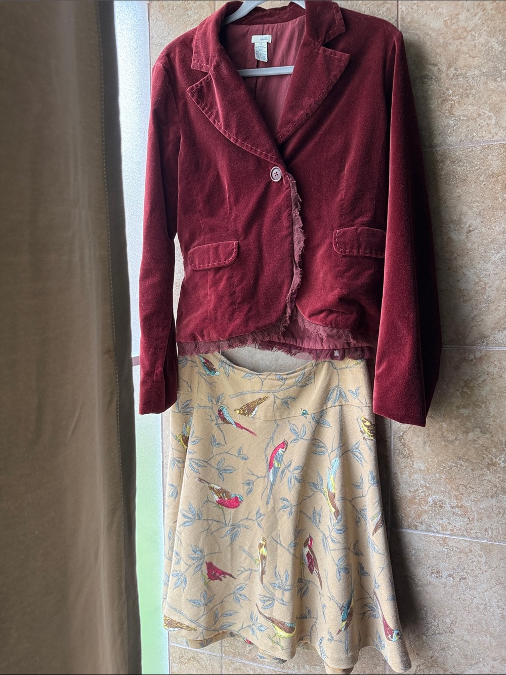Anthropologie Old School Wool Skirt Velvet Blazer 10 12 Cotton Elevenses Odille